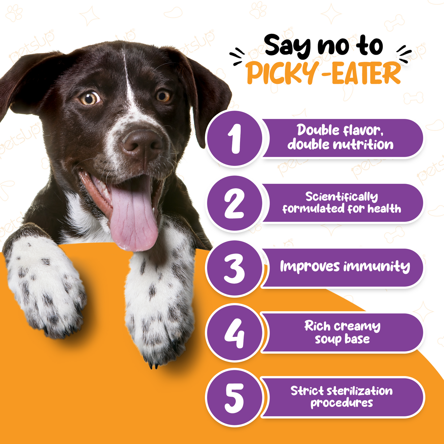 Petsup Dog Real Meat Delish Dog Wet Food 85g - Rich in Creamy Soup Vegetable Hydrating Dog Food For Puppy Real Chicken