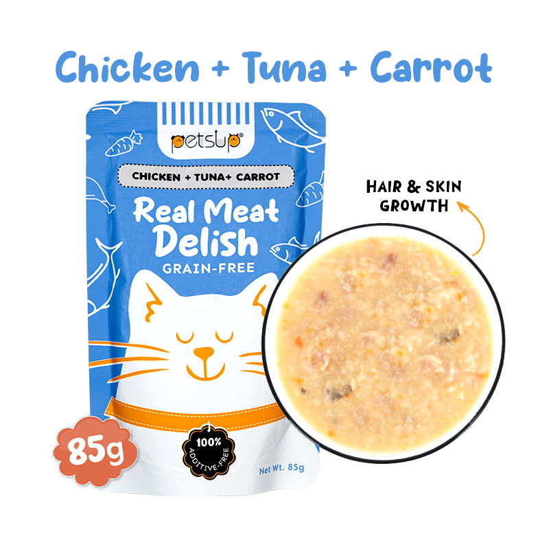 Petsup Cat Wet Food Real Meat Delish 85g - Chicken Salmon Tuna Carrot Pumpkin Chicken Liver