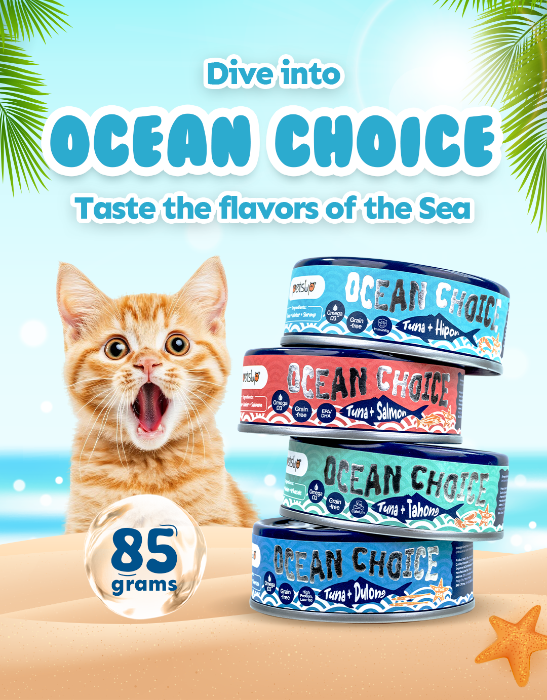 Petsup Ocean Choice 85g Cat Wet Food with Tuna and Seafoods