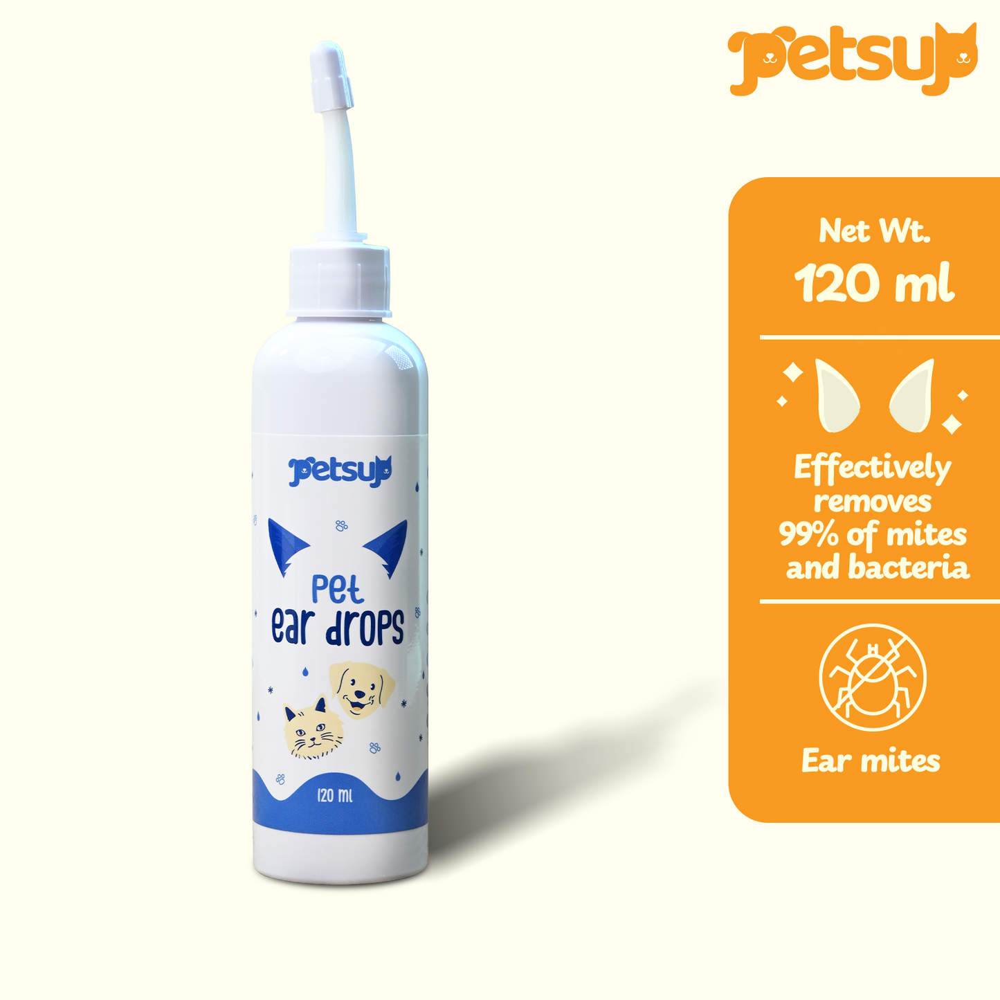 Petsup Pet Ear Drop Eye Drop Cleaning Earwax For Infection Remove Dirt Anti-Bacterial For Dogs Cats