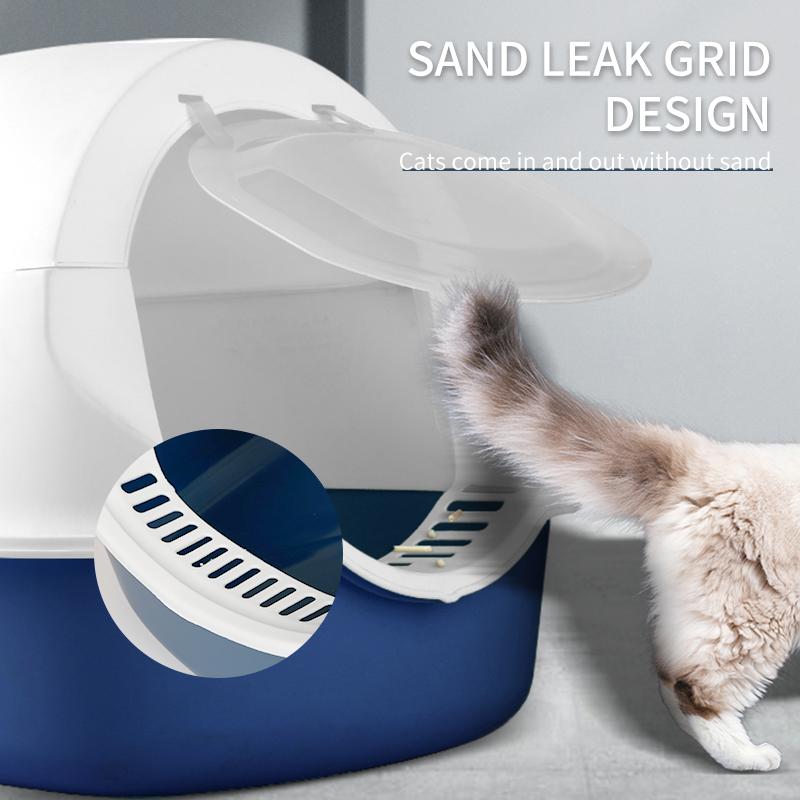 Petsup Cat Litter Box with Scoop Large Size Full Semi-Enclosed Door Panel Cat Toilet