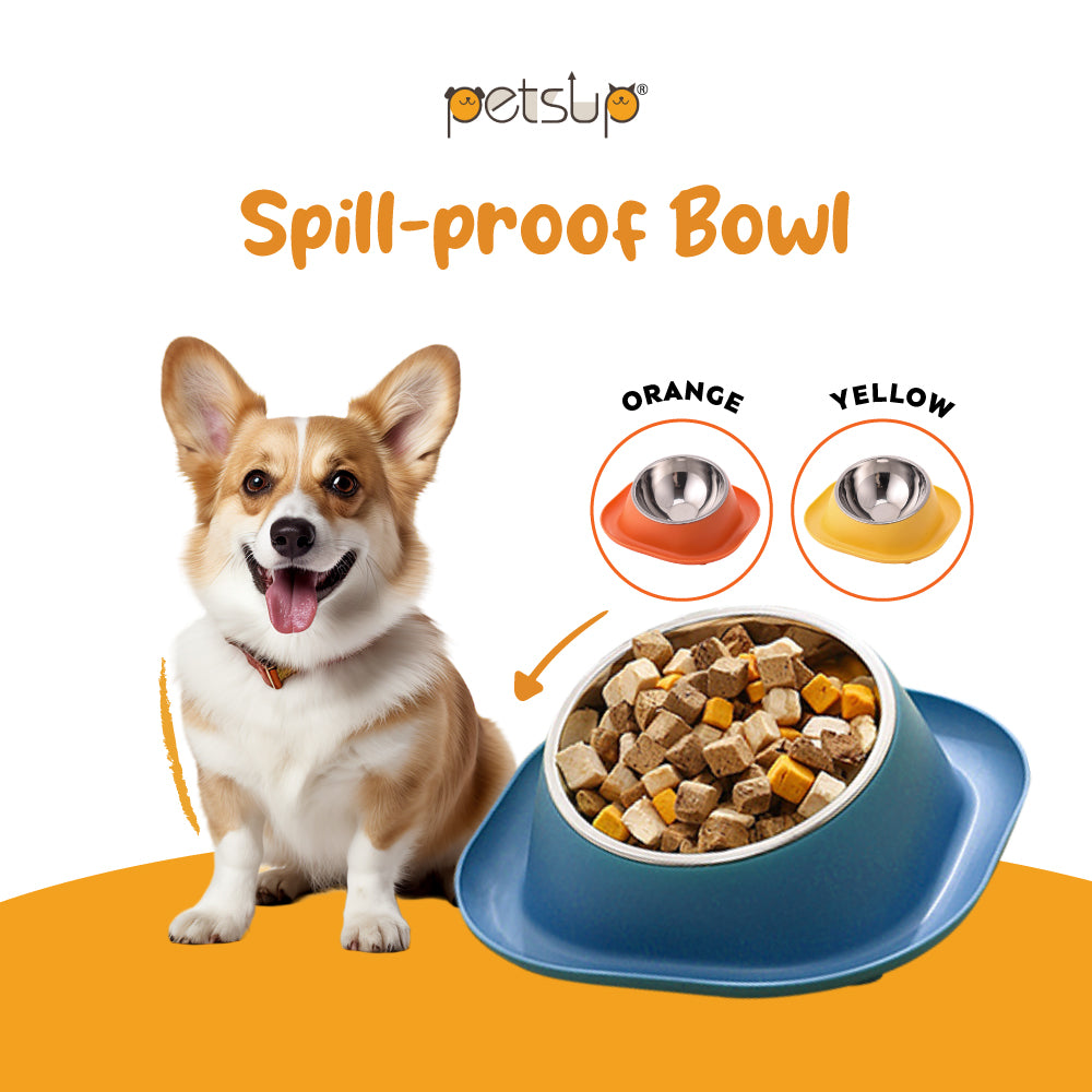 Petsup Pet Anti-Ant Bowl Stainless Bowl Ant-Proof Tilted Design For Better Posture For Dogs And Puppy