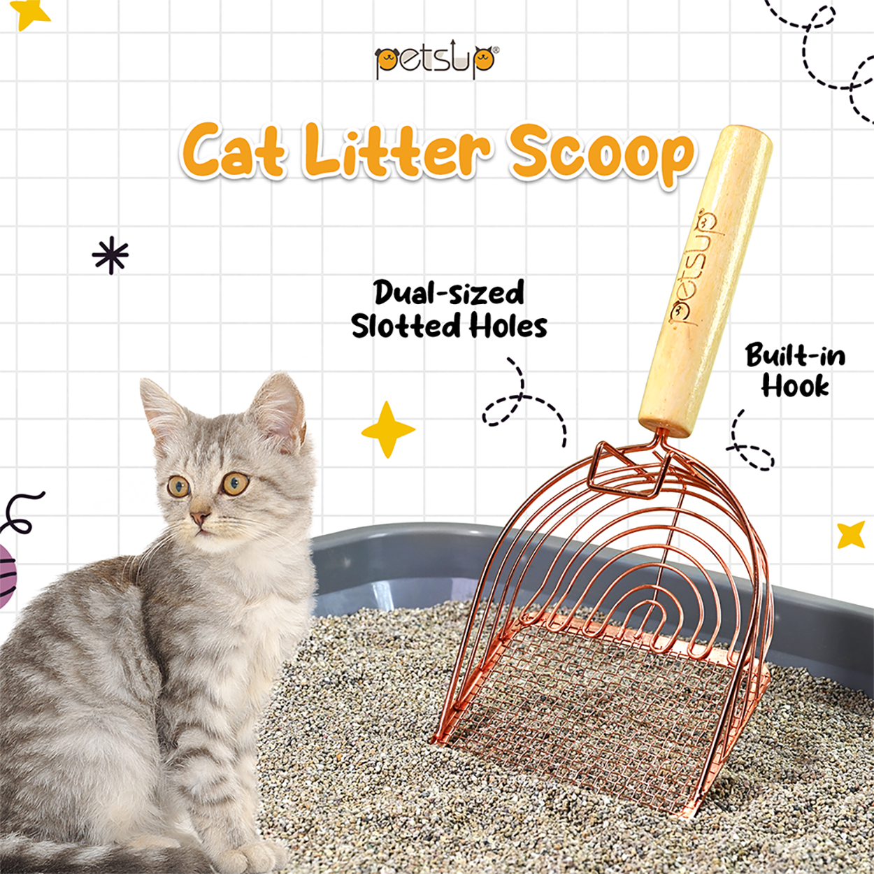 Petsup Cat Litter Scoop Litter Scoop Shovel Pet Cleaning Supplies With Comfortable Wooden Handle