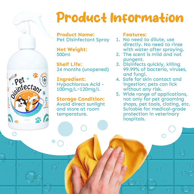 Petsup Pet Disinfectant Spray 500ml - Kills 99.99% Bacteria Viruses Fungi and Mite Nymphs