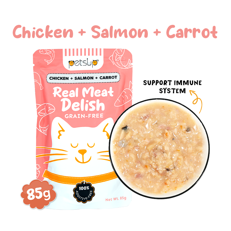 Petsup Cat Wet Food Real Meat Delish 85g - Chicken Salmon Tuna Carrot Pumpkin Chicken Liver
