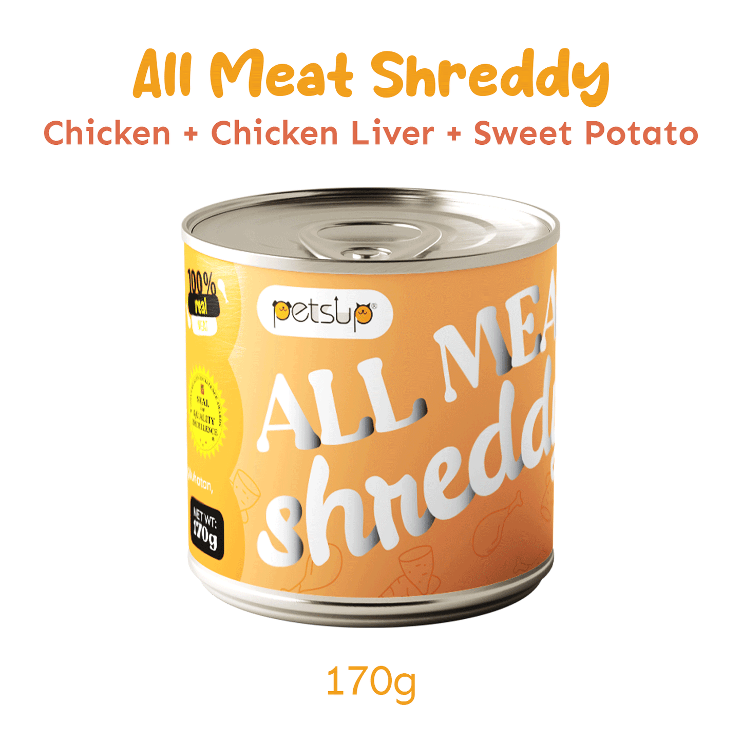 Petsup All Meat Shreddy 170g Can Dog Wet Food Real Duck Chicken Breast Vegetables Healthy Adult Food