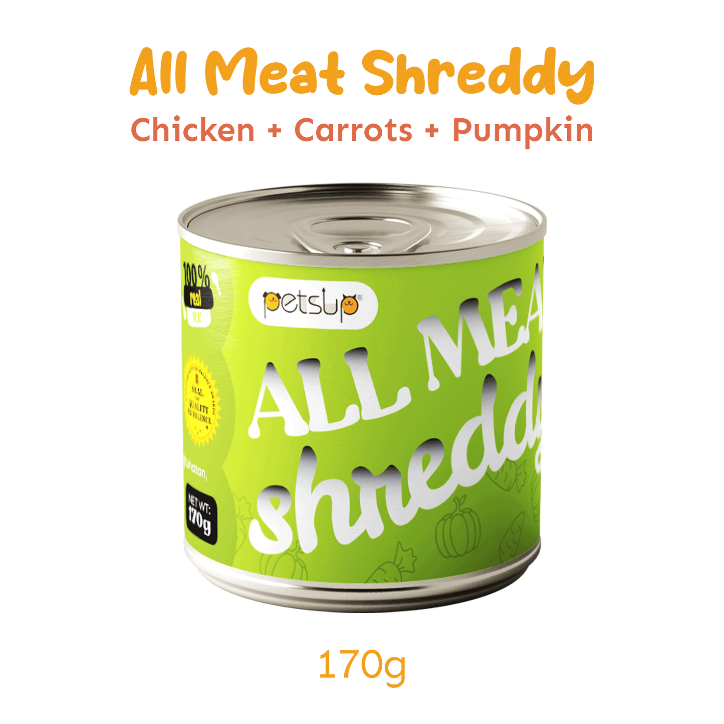 Petsup All Meat Shreddy 170g Can Dog Wet Food Real Duck Chicken Breast Vegetables Healthy Adult Food