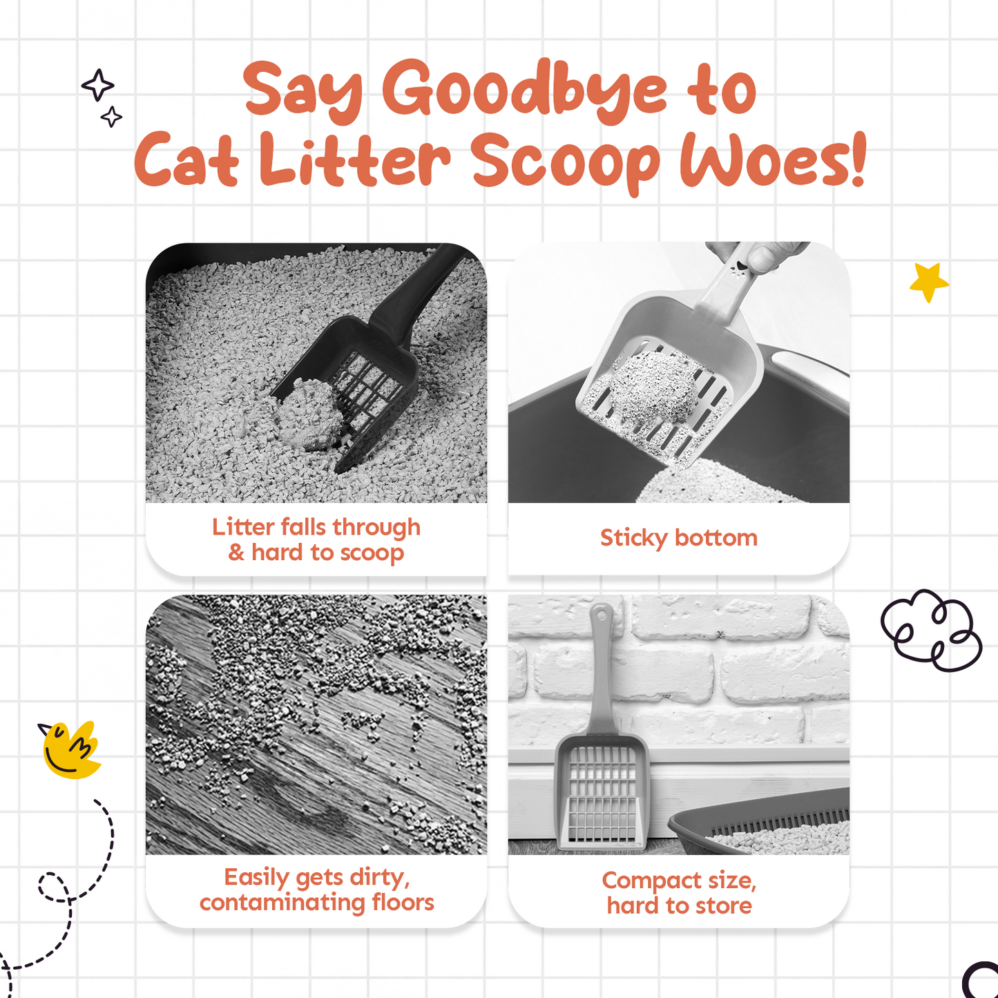 Petsup Cat Litter Scoop Litter Scoop Shovel Pet Cleaning Supplies With Comfortable Wooden Handle