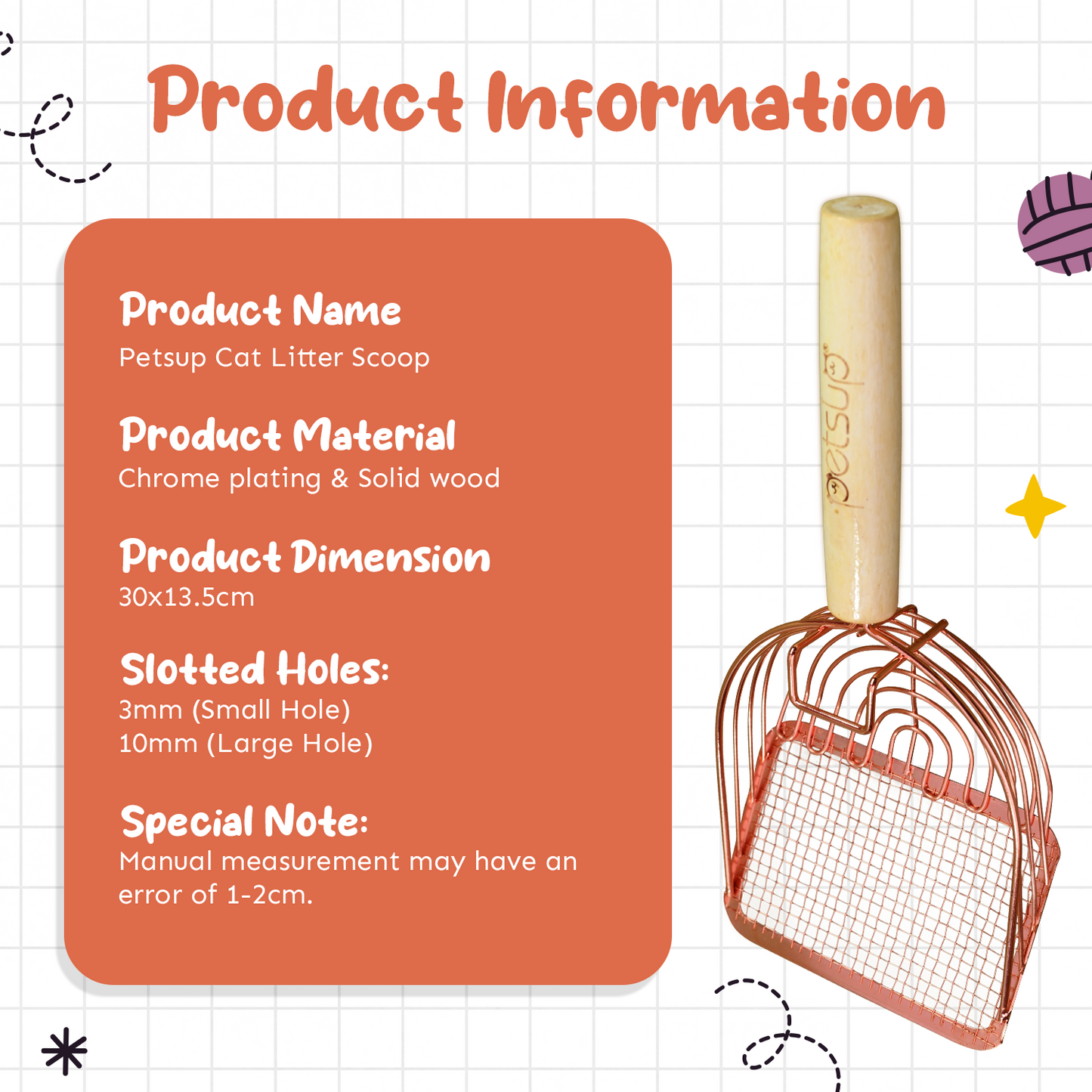 Petsup Cat Litter Scoop Litter Scoop Shovel Pet Cleaning Supplies With Comfortable Wooden Handle