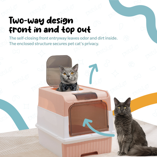 Petsup Minimalist Cat Litter Box With Top Door and Drawer