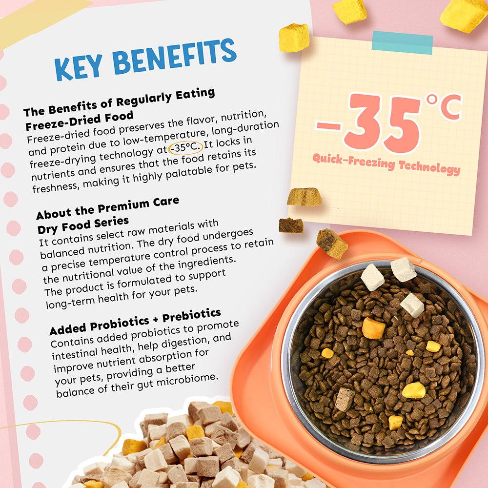 Petsup Freeze Dried Cat Food 1kg - Salmon Tuna Egg Yolk Dry Food Treats for Kitten Adult All Breeds