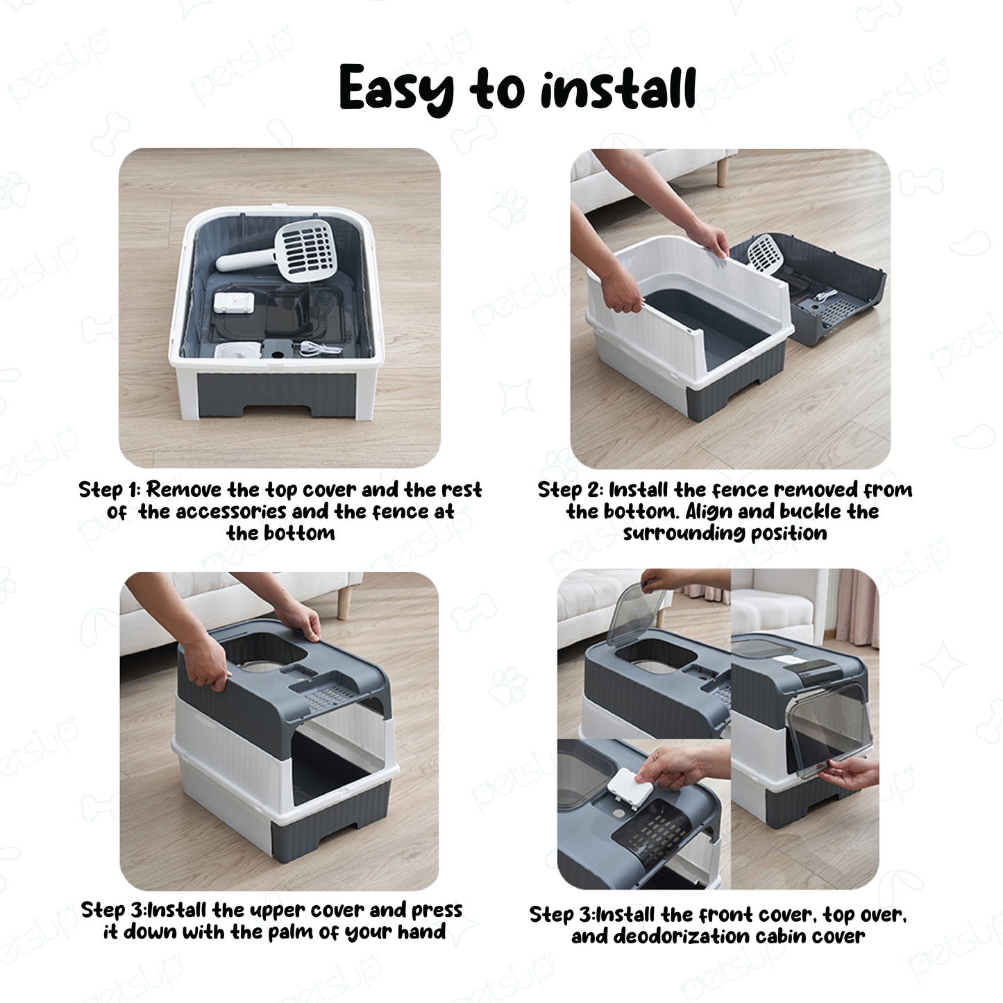 Petsup Minimalist Cat Litter Box With Top Door and Drawer