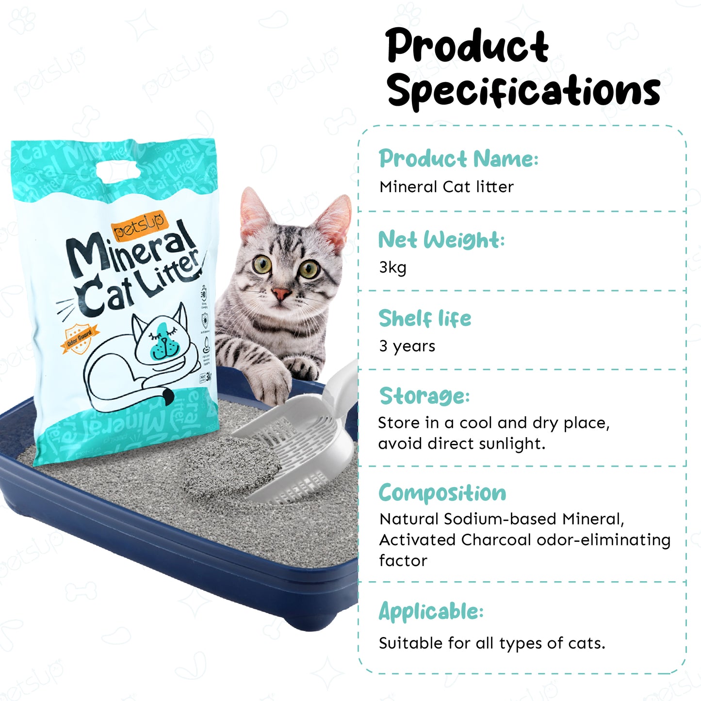 Petsup Mineral Cat Litter Sand 3 Kgs Odor Control High Absorbent