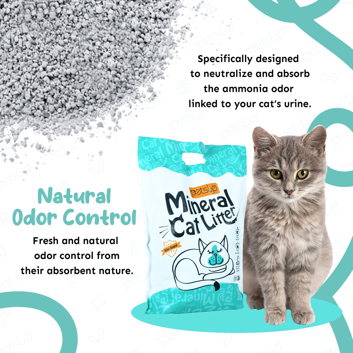 Petsup Mineral Cat Litter Sand 3 Kgs Odor Control High Absorbent
