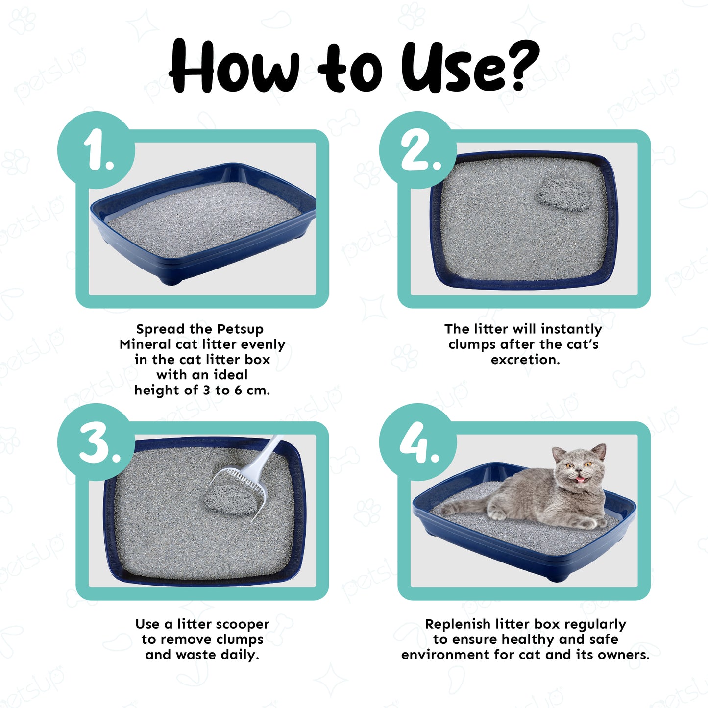 Petsup Mineral Cat Litter Sand 3 Kgs Odor Control High Absorbent