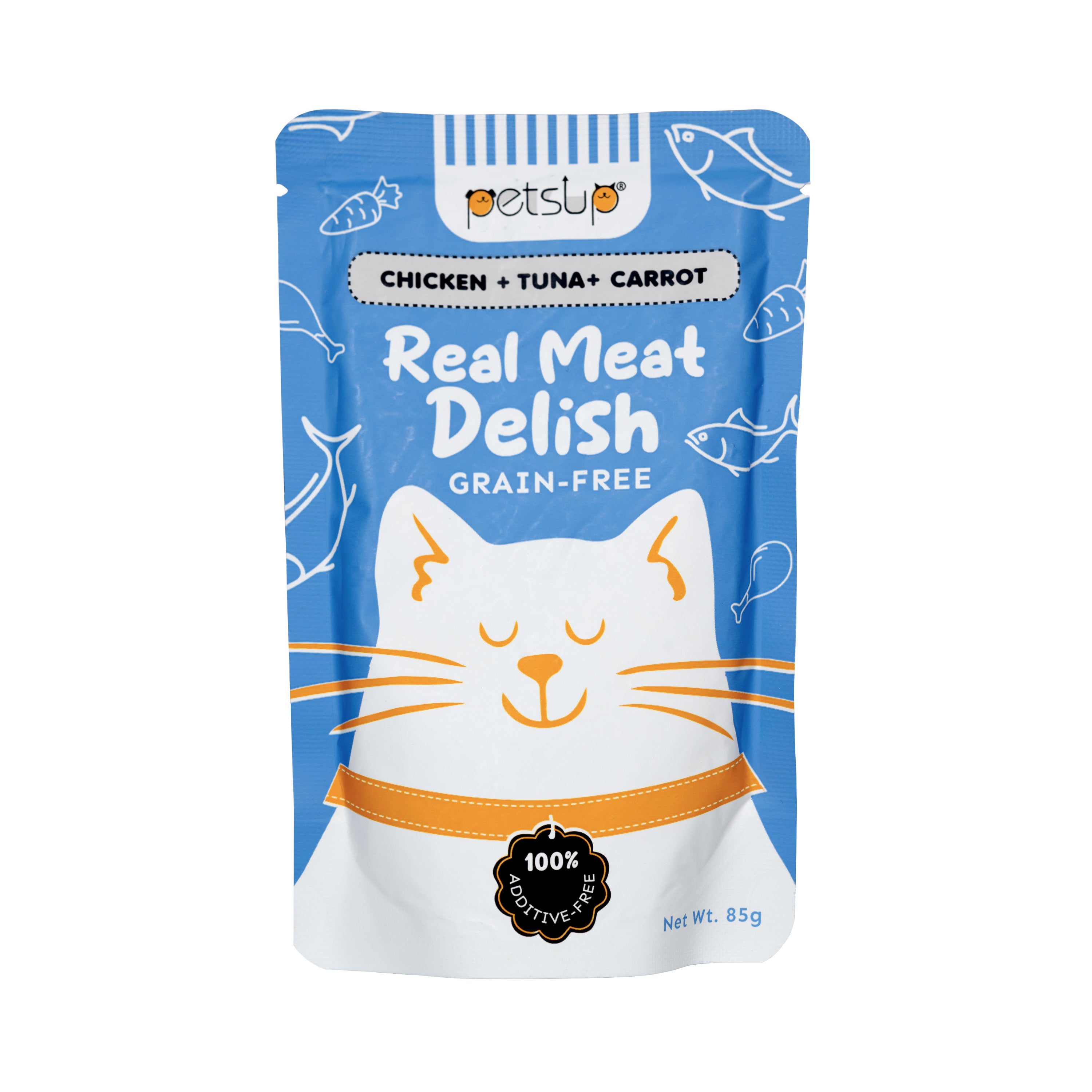 Petsup Real Meat Delish Cat Wet Food Chicken Tuna Carrot Hair S