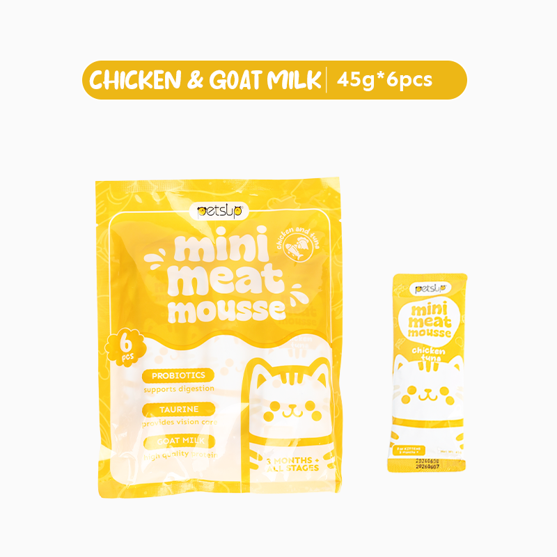 Petsup Cat Kitten Mini Meat Mousse 270g 6Pcs/Pack - Multivitamins Fish Oil Omega-3 Probiotic Prebiotic Cat Kitten Wet Food