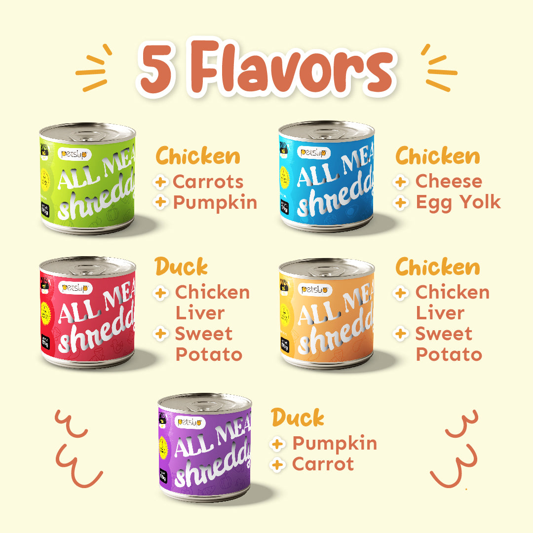 Petsup All Meat Shreddy 170g Can Dog Wet Food Real Duck Chicken Breast Vegetables Healthy Adult Food