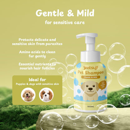 Petsup Pet Shampoo 500ml with Amino Acid Neutral - Anti Odor Soothes Itch 4 Variants Straight Smooth & Curly Bouncy & Short Fresh & Gentle Mild For Sensitive Long-Lasting Pet Care Pet Supplies