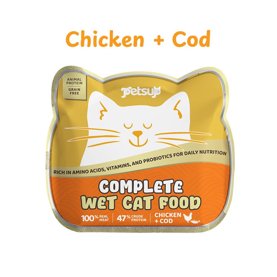 Petsup Complete Wet Cat Food Balanced Nutrition Daily Meal Real Meat High Animal Protein Recipe with Essential Amino Acids Supports Hydration Health Vitamins Probiotics Daily Main Meal For Cats & Kittens, All-Stages 50g