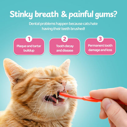 Petsup Freeze Dried Cat Dental Sticks 100% Real Chicken Tea Polyphenols Fresh Breath Tartar Remover Oral Care Multivitamins, Carrots, Probiotics and Prebiotics, Cranberry, Catnip, Egg yolk and Fish oil Supplemental Treats Cat Treats 30g