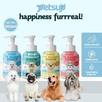 Petsup Pet Shampoo 500ml with Amino Acid Neutral - Anti Odor Soothes Itch 4 Variants Straight Smooth & Curly Bouncy & Short Fresh & Gentle Mild For Sensitive Long-Lasting Pet Care Pet Supplies