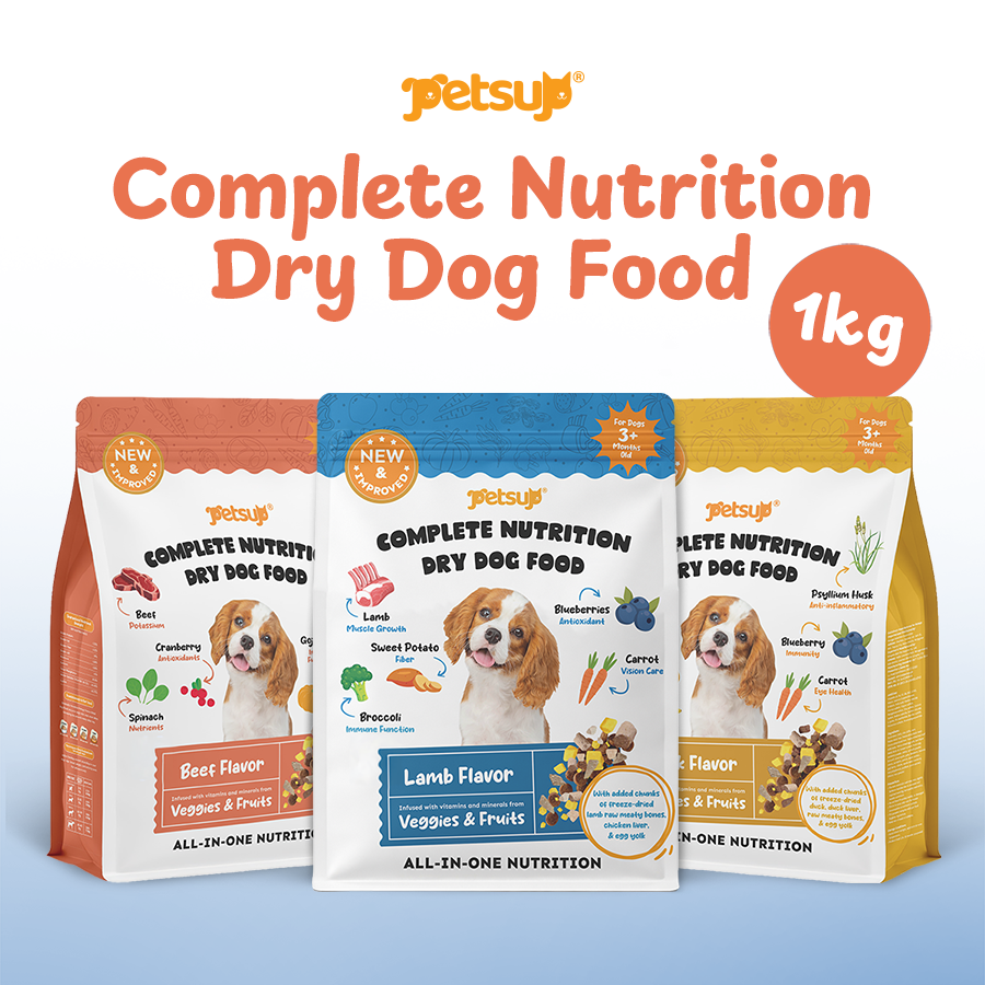 Petsup Complete Nutrition Dry Dog Food 1kg with Freeze Dried Treats Beef Duck Lamb Flavor High Protein Complete & Balanced Nutrition