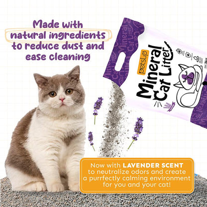 Petsup Mineral Cat Litter Sand Lavender Scent 3Kgs Sodium-Based Mineral Sand Absorbent Low Dust Odor Eliminator Litter Sand For Cats Kittens