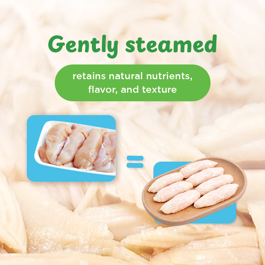 Petsup Steamed Chicken Breast Fillet Steamy Chomps Meal Topper Juicy Chunk Meaty Ready-to-eat Dog Treats Snack For Dogs Cats Vacuum-sealed for Freshness Cat Treats Real Meat Dog Snacks For Dogs & Cats