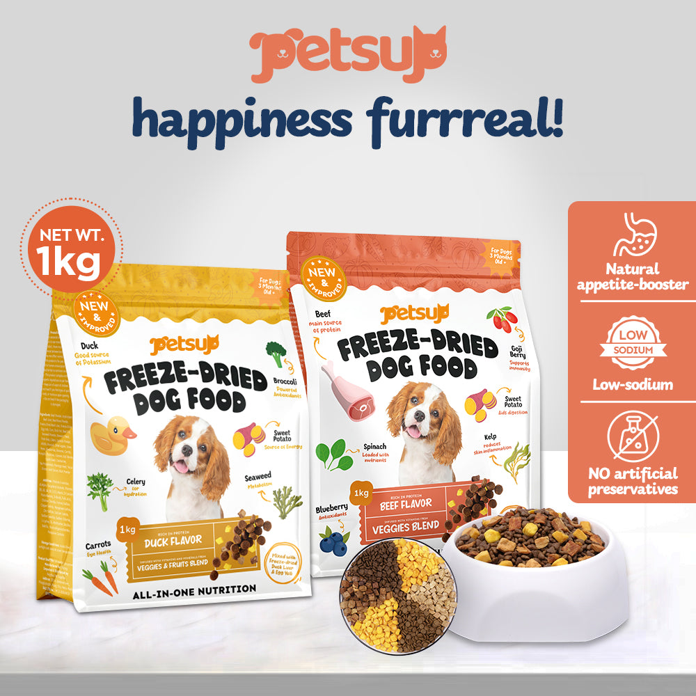 Petsup Freeze Dried Dog Dry Food 1kg for Adult and Puppy All Stage - Beef Duck Liver Egg Yolk