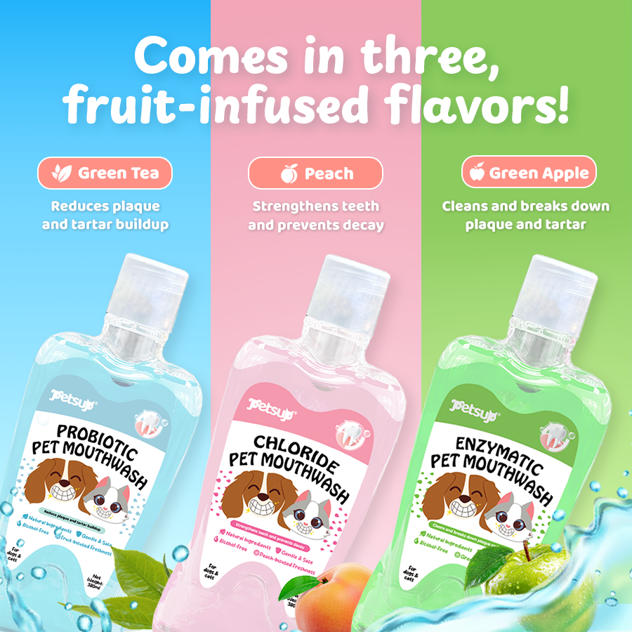 Petsup Organic Pet Mouthwash 380ml Probiotic Oral Care Fresh Breath Remove Tartar Cleaning Teeth for Cats and Dogs