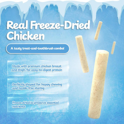 Petsup Freeze Dried Cat Dental Sticks 100% Real Chicken Tea Polyphenols Fresh Breath Tartar Remover Oral Care Multivitamins, Carrots, Probiotics and Prebiotics, Cranberry, Catnip, Egg yolk and Fish oil Supplemental Treats Cat Treats 30g