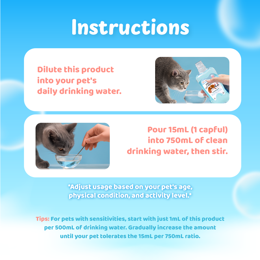 Petsup Organic Pet Mouthwash 380ml Probiotic Oral Care Fresh Breath Remove Tartar Cleaning Teeth for Cats and Dogs