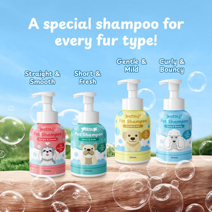Petsup Pet Shampoo 500ml with Amino Acid Neutral - Anti Odor Soothes Itch 4 Variants Straight Smooth & Curly Bouncy & Short Fresh & Gentle Mild For Sensitive Long-Lasting Pet Care Pet Supplies