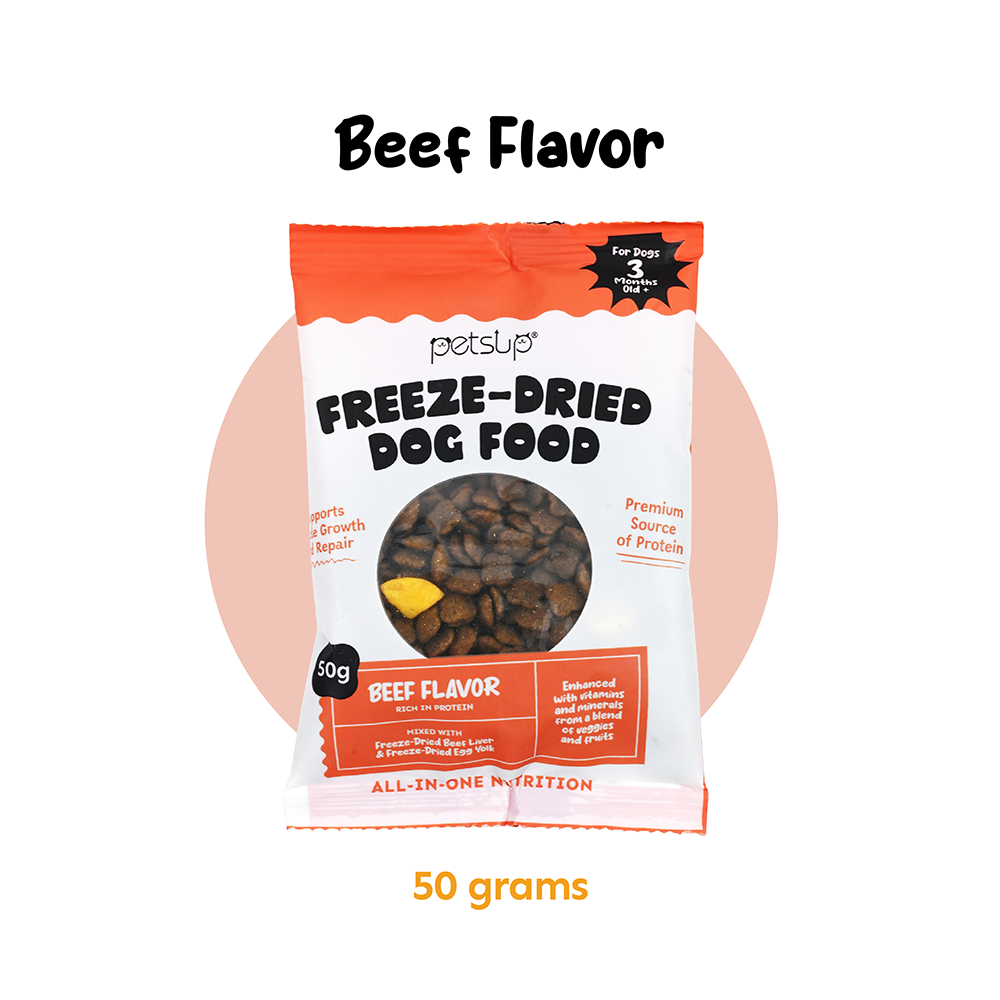 Petsup Freeze Dried Dog Dry Food 50g for Adult and Puppy All Stage - Beef Duck Liver Egg Yolk