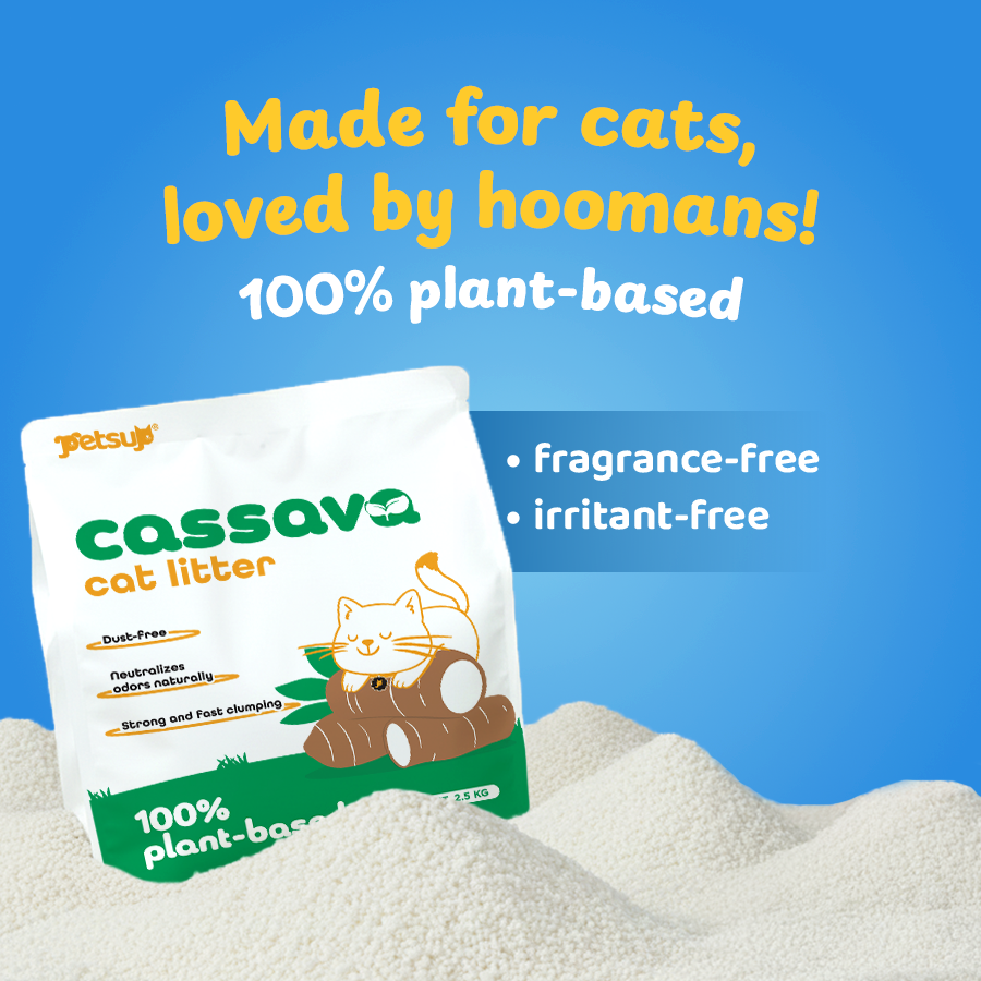 Petsup Cassava Cat Litter Premium 100% Plant Organic Based Easy Scoop Quickly Clumps Non-sticky , Strong Odor Control, Dust-free, Water Absorption, Protect UTI, Supports Respiratory Health, Fragrance-free 2.5kg