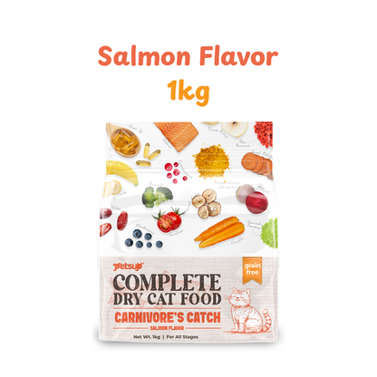 Petsup Complete Cat Dry Food Carnivores Catch Grain Free 1kg Rabbit & Salmon Flavor Novel Protein Complete Nutrition Low Sodium Hypoallergenic Easy to Digest for Picky Eaters Dry Cat Food for All Breeds