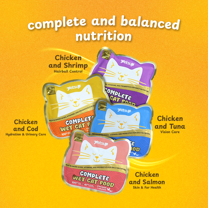 Petsup Complete Wet Cat Food Balanced Nutrition Daily Meal Real Meat High Animal Protein Recipe with Essential Amino Acids Supports Hydration Health Vitamins Probiotics Daily Main Meal For Cats & Kittens, All-Stages 50g