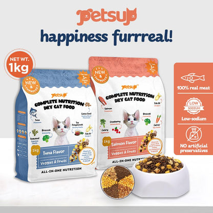 Petsup Freeze Dried Cat Food 1kg - Salmon Tuna Egg Yolk Dry Food Treats for Kitten Adult All Breeds