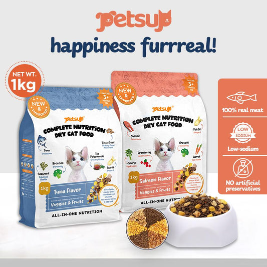 Petsup Freeze Dried Cat Food 1kg - Salmon Tuna Egg Yolk Dry Food Treats for Kitten Adult All Breeds