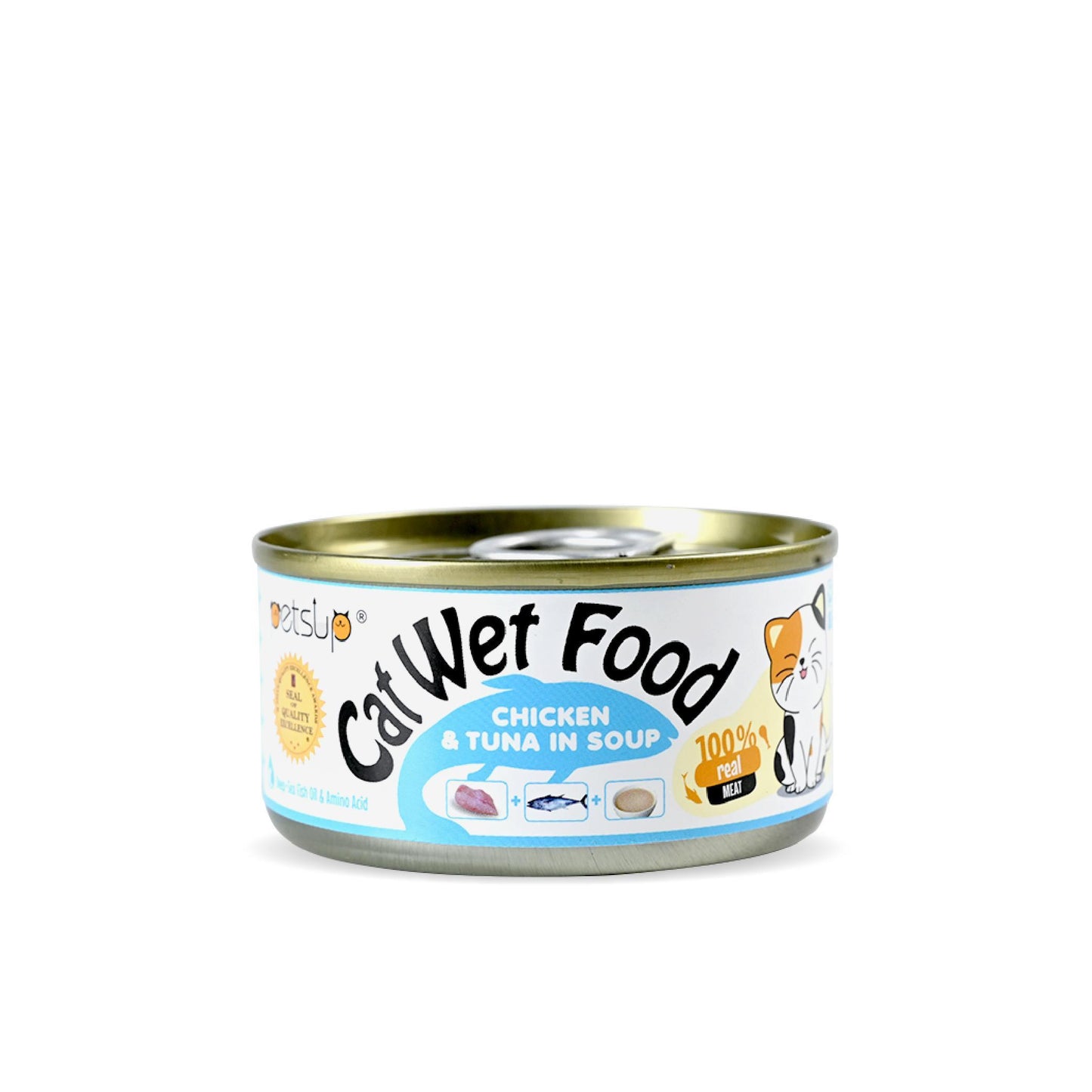 Petsup Cat Canned Wet Food Quality Wet Food - 5 Flavors Tuna Chicken in Soup Salmon Cod Tuna in Soup 85g DHA Protein Minerals Vitamins For Cats And Kittens