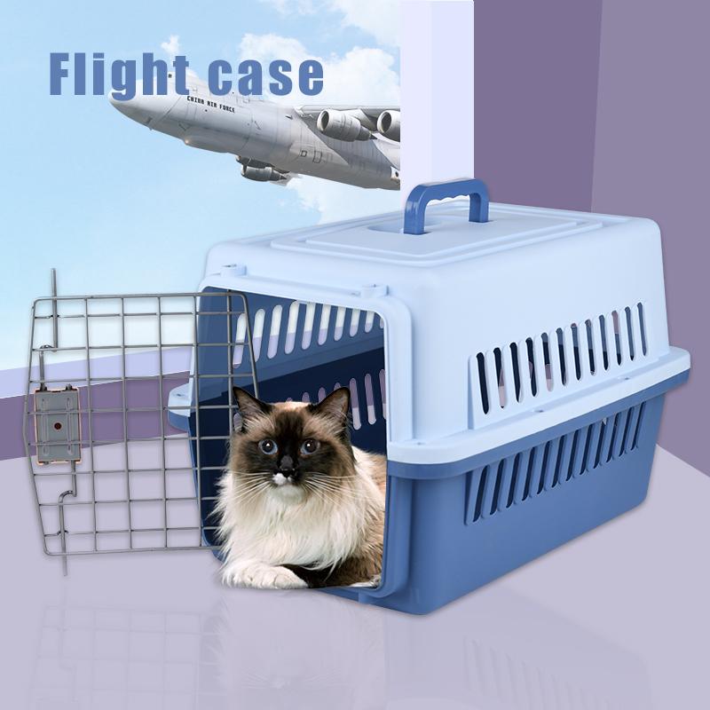 Petsup Cat Pet Travel Cage Outdoor Carrier Animal Air Flight Case Car Transport Crate with Spring Lock