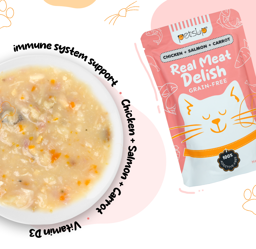 Petsup Real Meat Delish Cat Wet Food Chicken Salmon Carrot Immune System Support