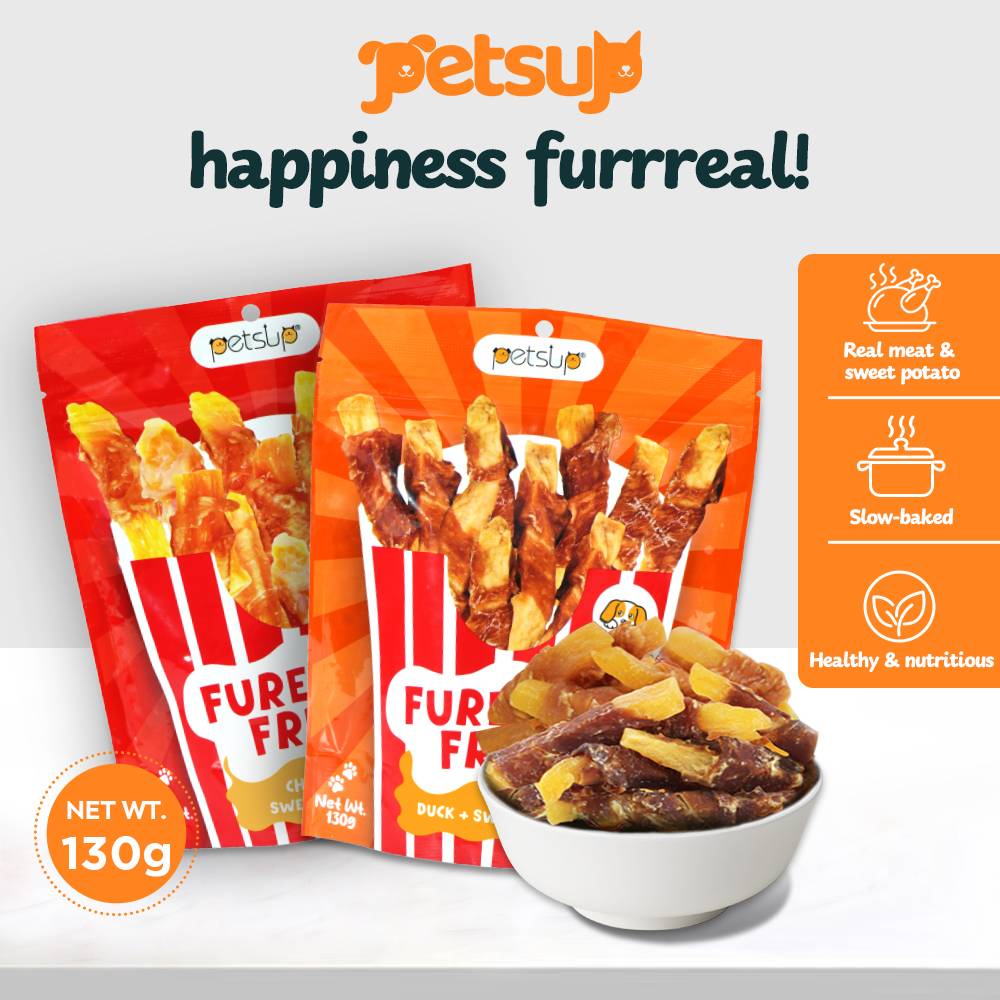 Petsup Furench Fries 130g - Chicken Duck Sweet Potato - Real Meat Dog Dental Treats