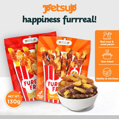 Petsup Furench Fries 130g - Chicken Duck Sweet Potato - Real Meat Dog Dental Treats