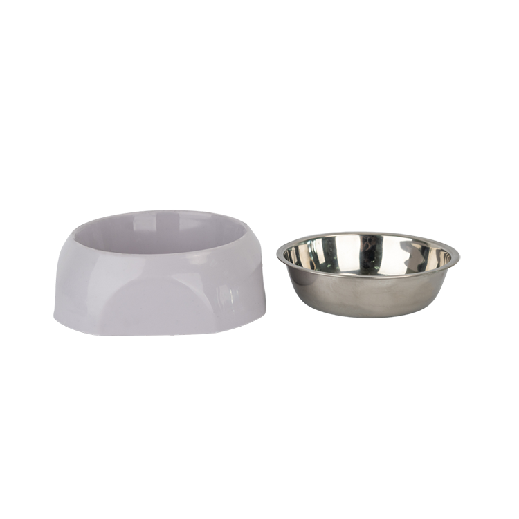 Petsup Stainless Steel Bowl with Non-Slip Plastic Holder (Gray)