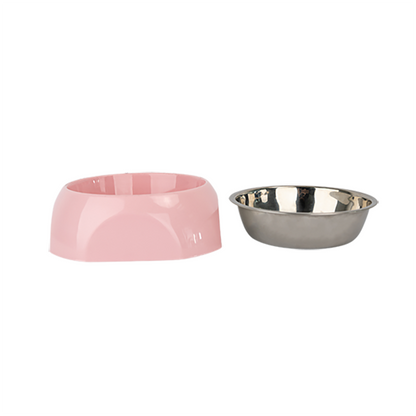 Petsup Stainless Steel Bowl with Non-Slip Plastic Holder (Pink)