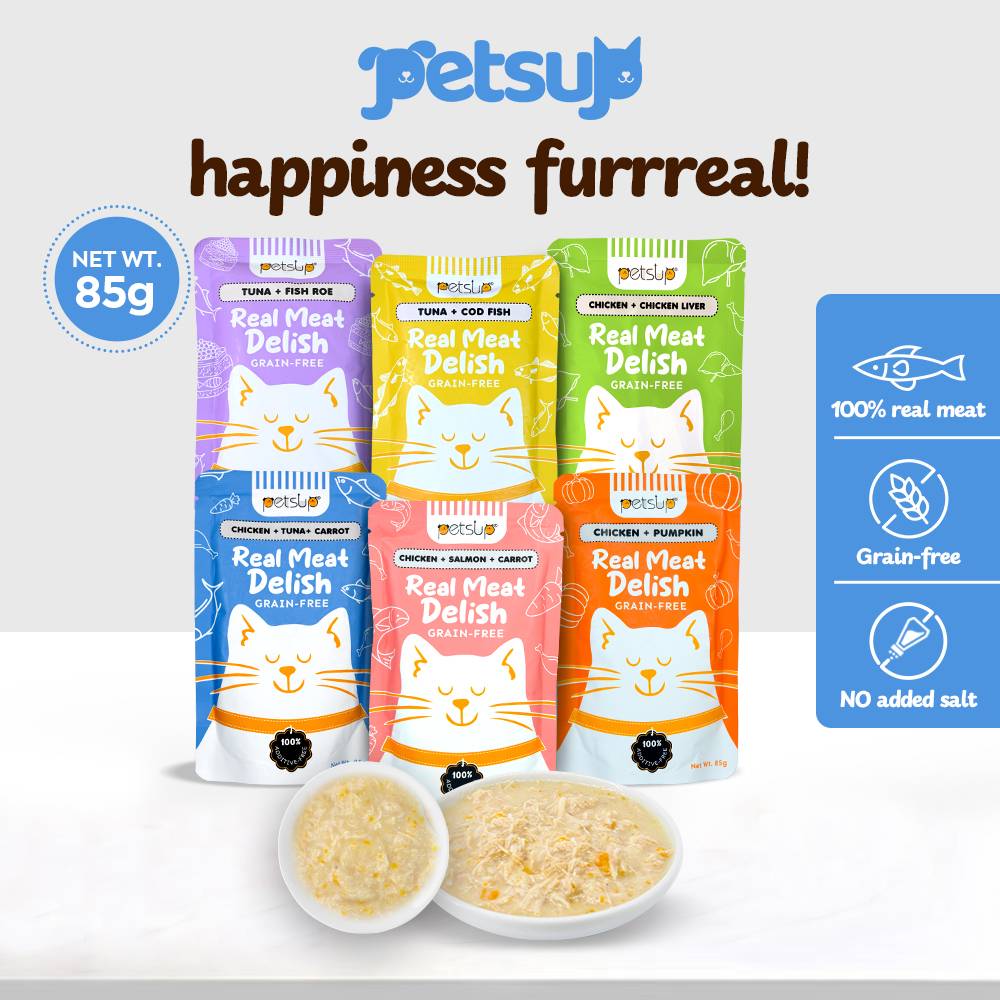Petsup Cat Wet Food Real Meat Delish 85g - Chicken Salmon Tuna Carrot Pumpkin Chicken Liver