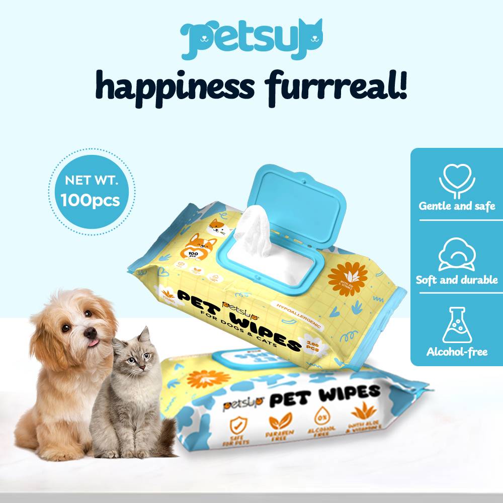 Petsup Pet Wipes Multipurpose Grooming High Qualtiy Wipes Hypoallergenic Antibacterial Alcohol-Free