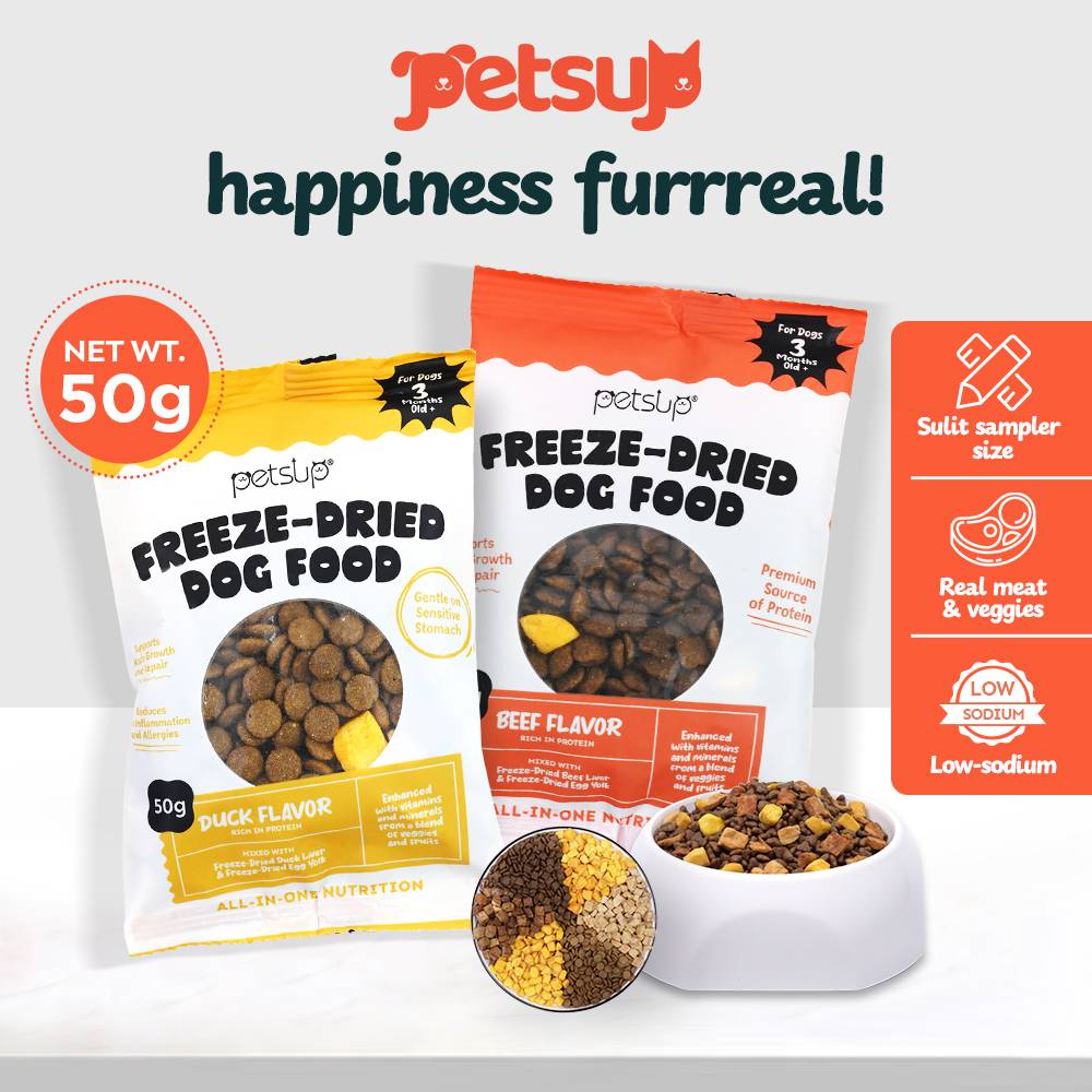 Petsup Freeze Dried Dog Dry Food 50g for Adult and Puppy All Stage - Beef Duck Liver Egg Yolk